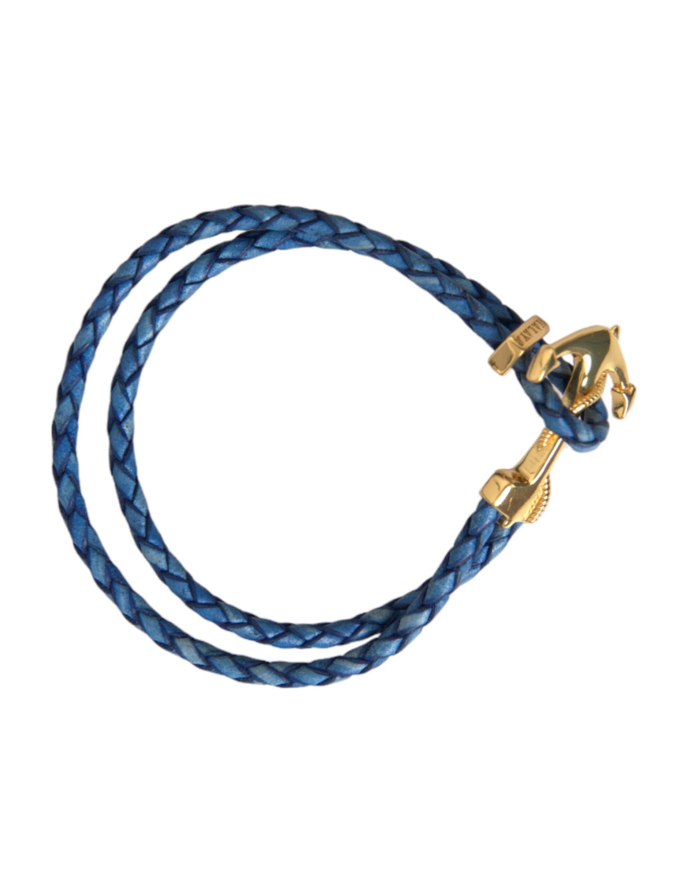 Nialaya Blauw Gouden Anker 925 Zilveren Bedelarmband Heren