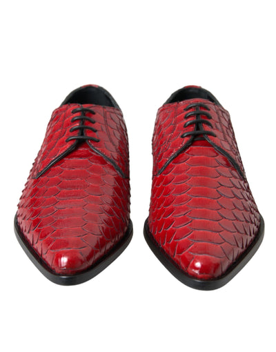 Dolce &amp; Gabbana Rode Gestructureerde Gelakte Derby Heren Formele Schoenen