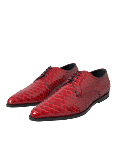 Dolce &amp; Gabbana Rode Gestructureerde Gelakte Derby Heren Formele Schoenen