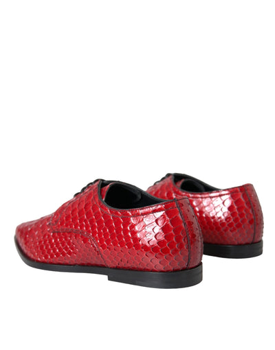 Dolce &amp; Gabbana Rode Gestructureerde Gelakte Derby Heren Formele Schoenen