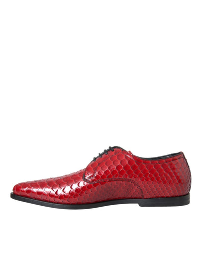 Dolce &amp; Gabbana Rode Gestructureerde Gelakte Derby Heren Formele Schoenen