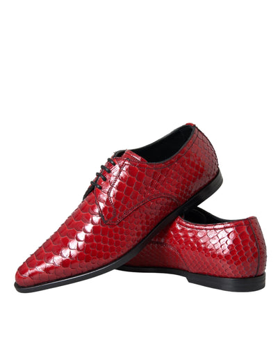 Dolce &amp; Gabbana Rode Gestructureerde Gelakte Derby Heren Formele Schoenen