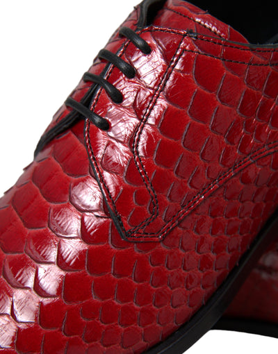 Dolce &amp; Gabbana Rode Gestructureerde Gelakte Derby Heren Formele Schoenen