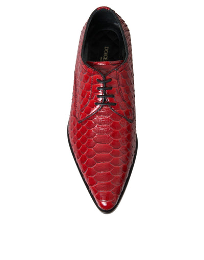 Dolce &amp; Gabbana Rode Gestructureerde Gelakte Derby Heren Formele Schoenen