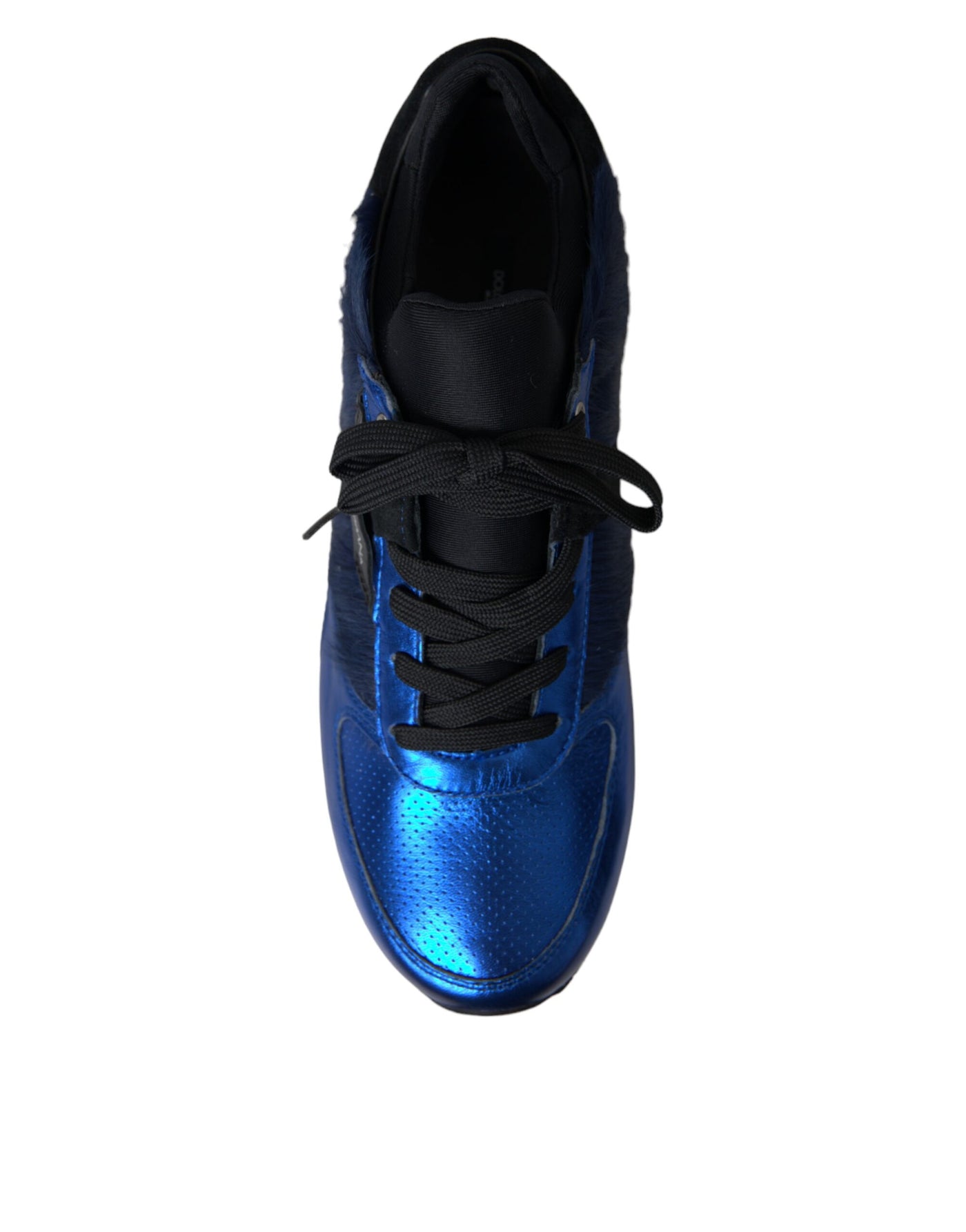 Dolce &amp; Gabbana Blauwe Zwarte Kalfsleer Sneakers Schoenen