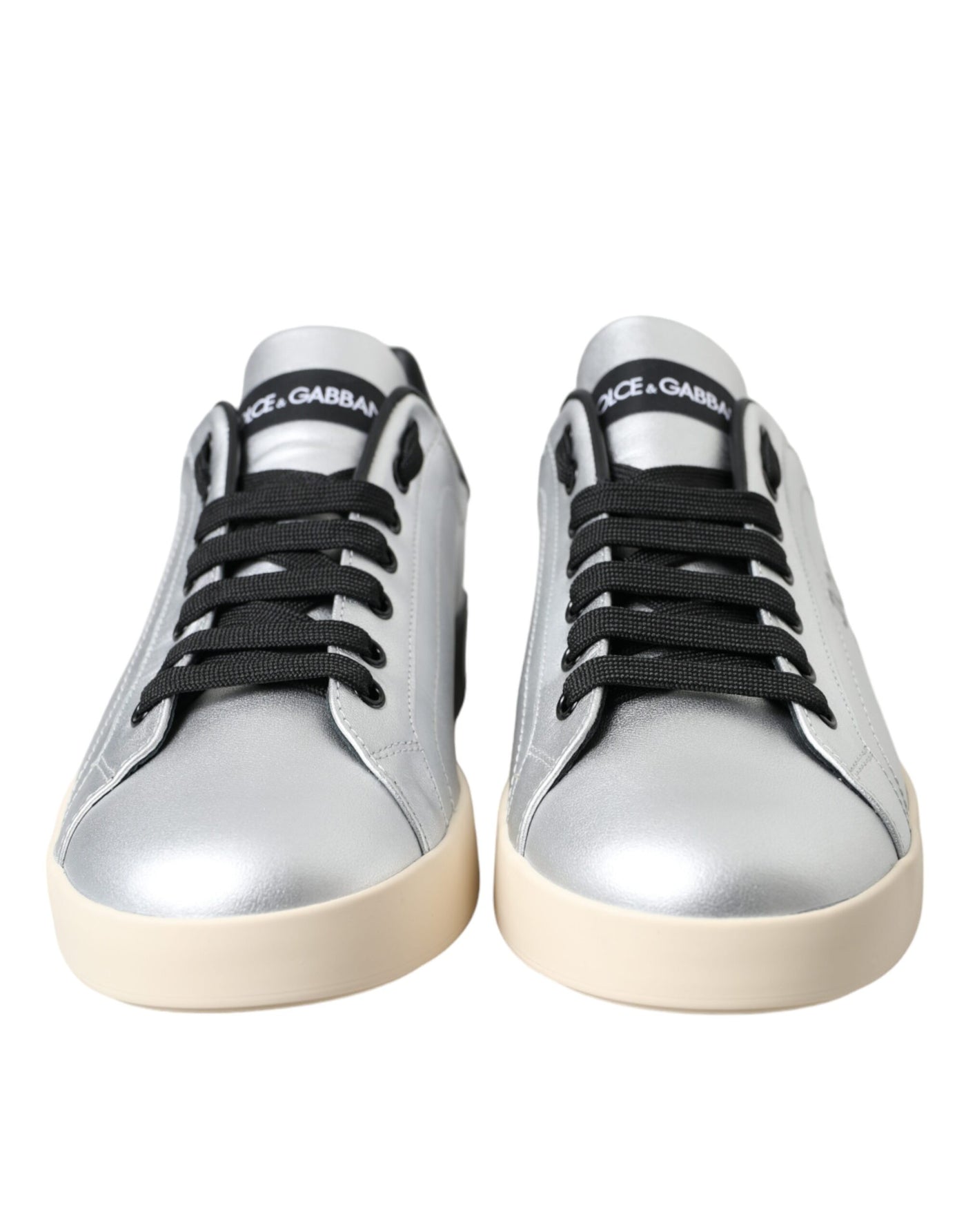 Dolce &amp; Gabbana Zilveren Portofino Kalfsleren Sneakers Herenschoenen