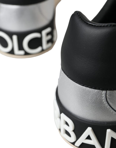 Dolce &amp; Gabbana Zilveren Portofino Kalfsleren Sneakers Herenschoenen