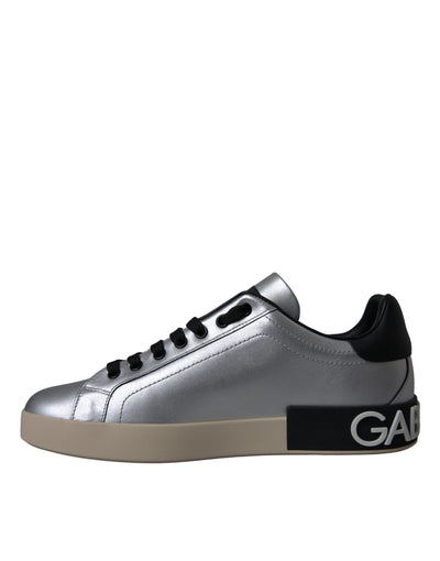 Dolce &amp; Gabbana Zilveren Portofino Kalfsleren Sneakers Herenschoenen