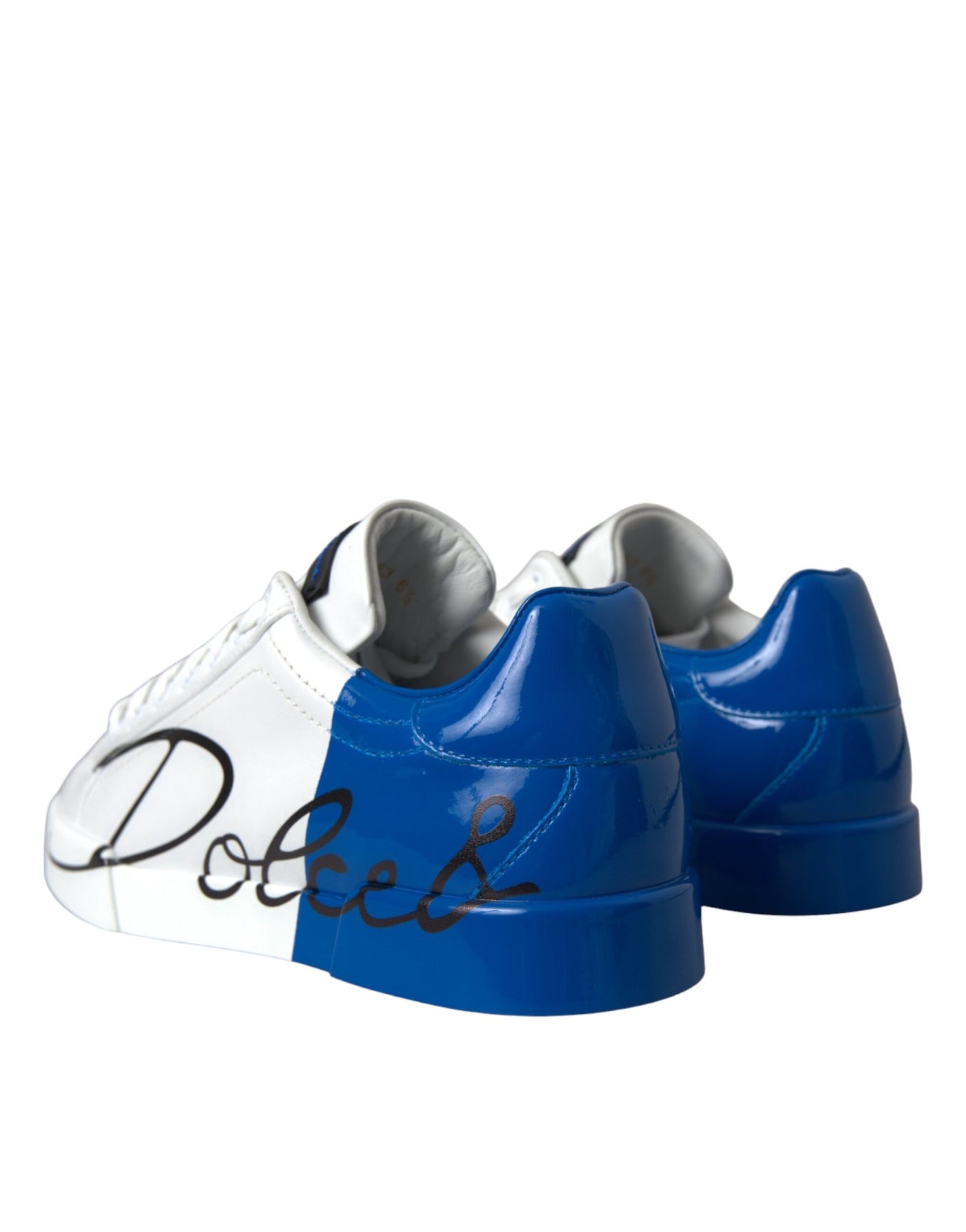 Dolce &amp; Gabbana witte blauwe leren logo lage sneakers