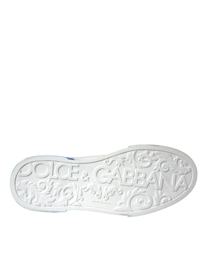 Dolce &amp; Gabbana witte blauwe leren logo lage sneakers