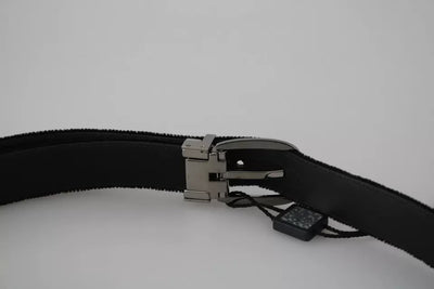 Ceinture pour homme Dolce &amp; Gabbana en velours noir avec boucle en métal argenté
