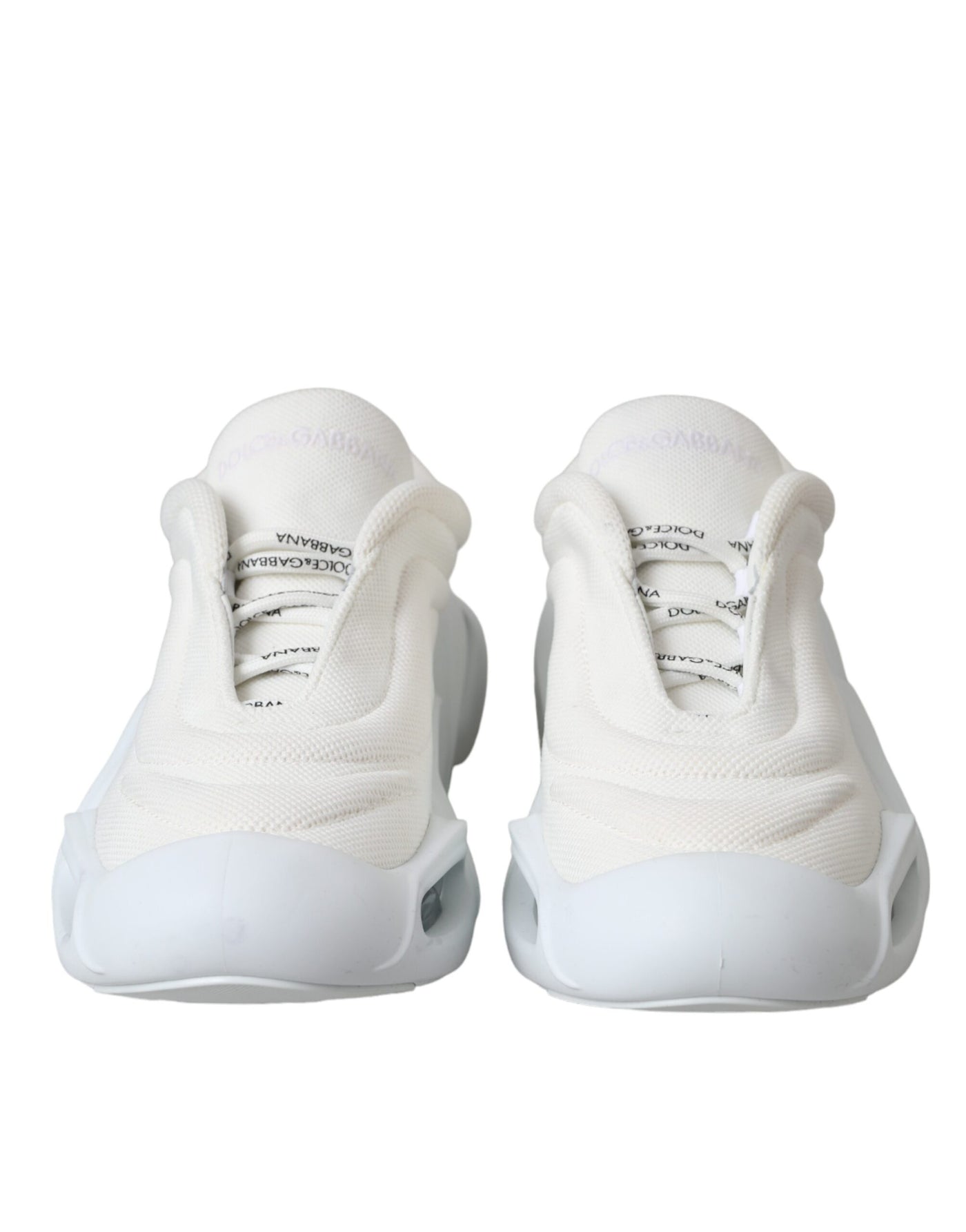 Dolce &amp; Gabbana witte gewatteerde stoffen lage sneakers met golvende bovenkant