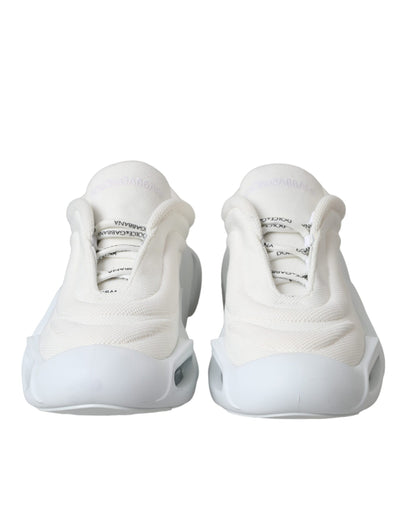 Dolce &amp; Gabbana witte gewatteerde stoffen lage sneakers met golvende bovenkant