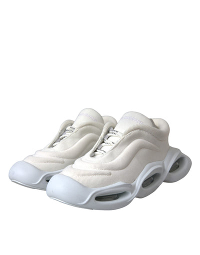 Dolce &amp; Gabbana witte gewatteerde stoffen lage sneakers met golvende bovenkant