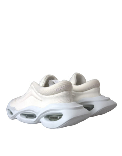 Dolce &amp; Gabbana witte gewatteerde stoffen lage sneakers met golvende bovenkant