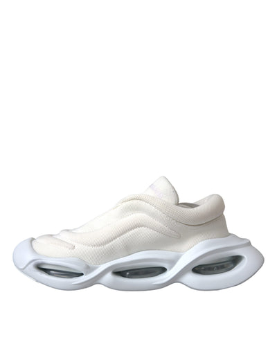 Dolce &amp; Gabbana witte gewatteerde stoffen lage sneakers met golvende bovenkant
