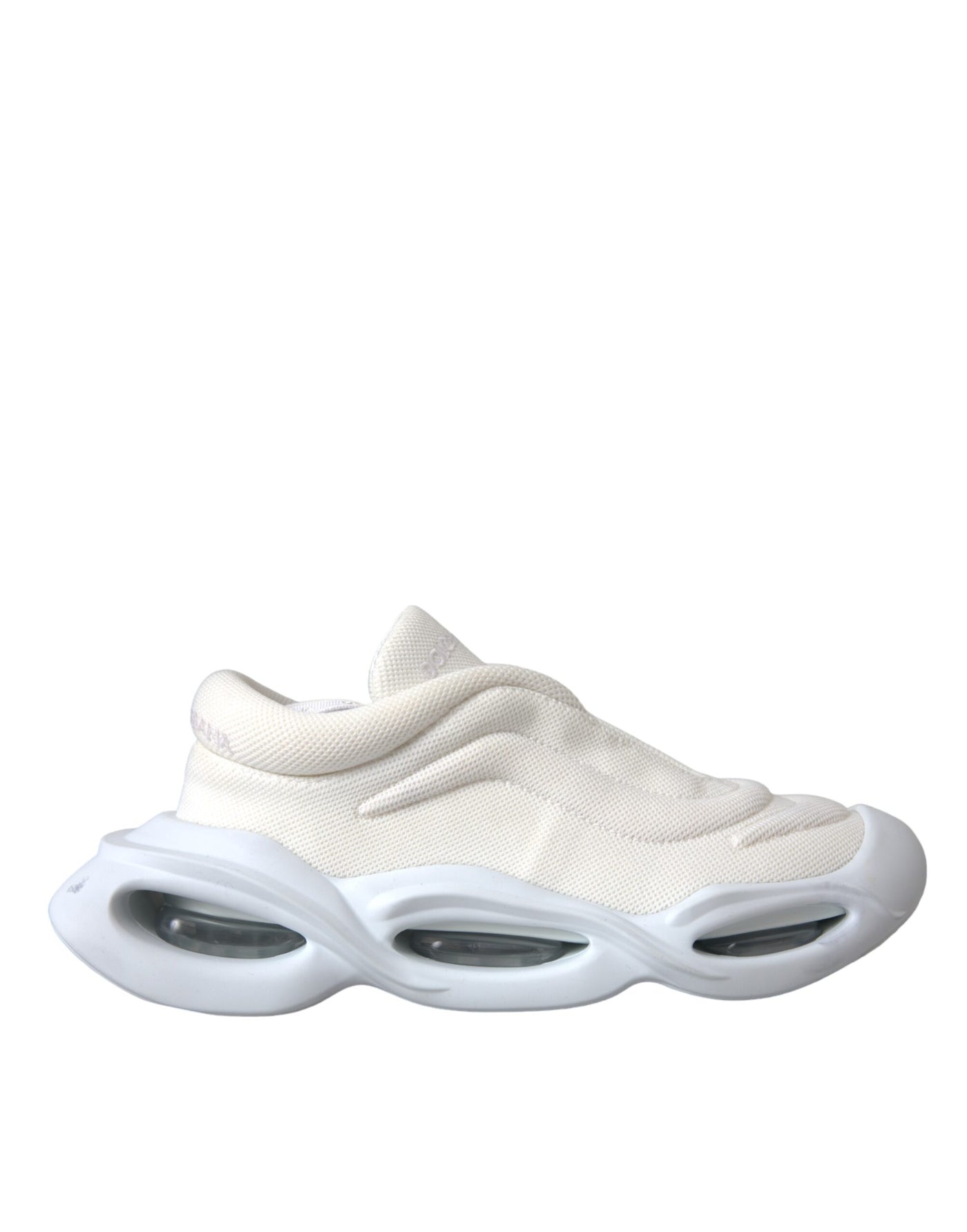 Dolce &amp; Gabbana witte gewatteerde stoffen lage sneakers met golvende bovenkant