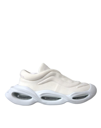 Dolce &amp; Gabbana witte gewatteerde stoffen lage sneakers met golvende bovenkant