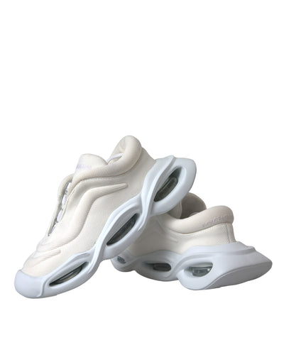 Dolce &amp; Gabbana witte gewatteerde stoffen lage sneakers met golvende bovenkant