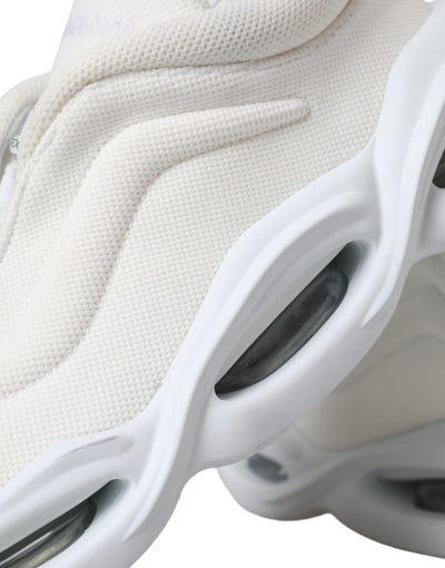 Dolce &amp; Gabbana witte gewatteerde stoffen lage sneakers met golvende bovenkant