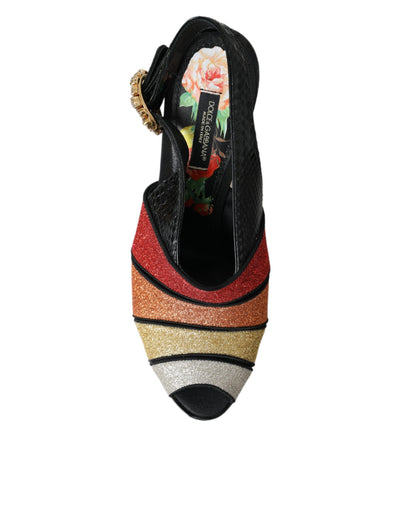 Sandales à plateforme en cristal floral multicolore Dolce &amp; Gabbana