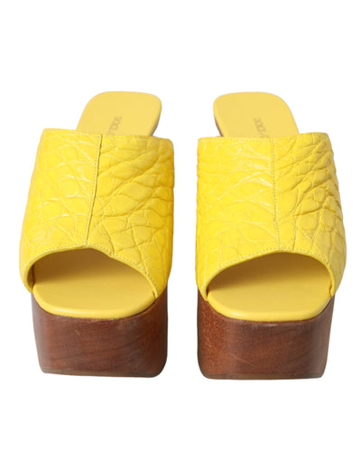 Dolce &amp; Gabbana Gele Leren Houten Muiltjes Wedgesandalen
