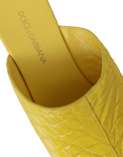 Dolce &amp; Gabbana Gele Leren Houten Muiltjes Wedgesandalen
