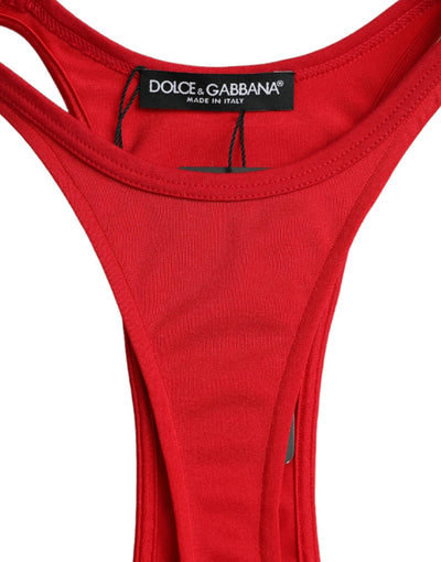 Robe fourreau moulante en nylon extensible rouge Dolce &amp; Gabbana
