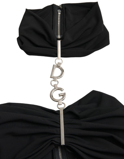 Robe courte moulante noire sans manches à découpes Dolce &amp; Gabbana