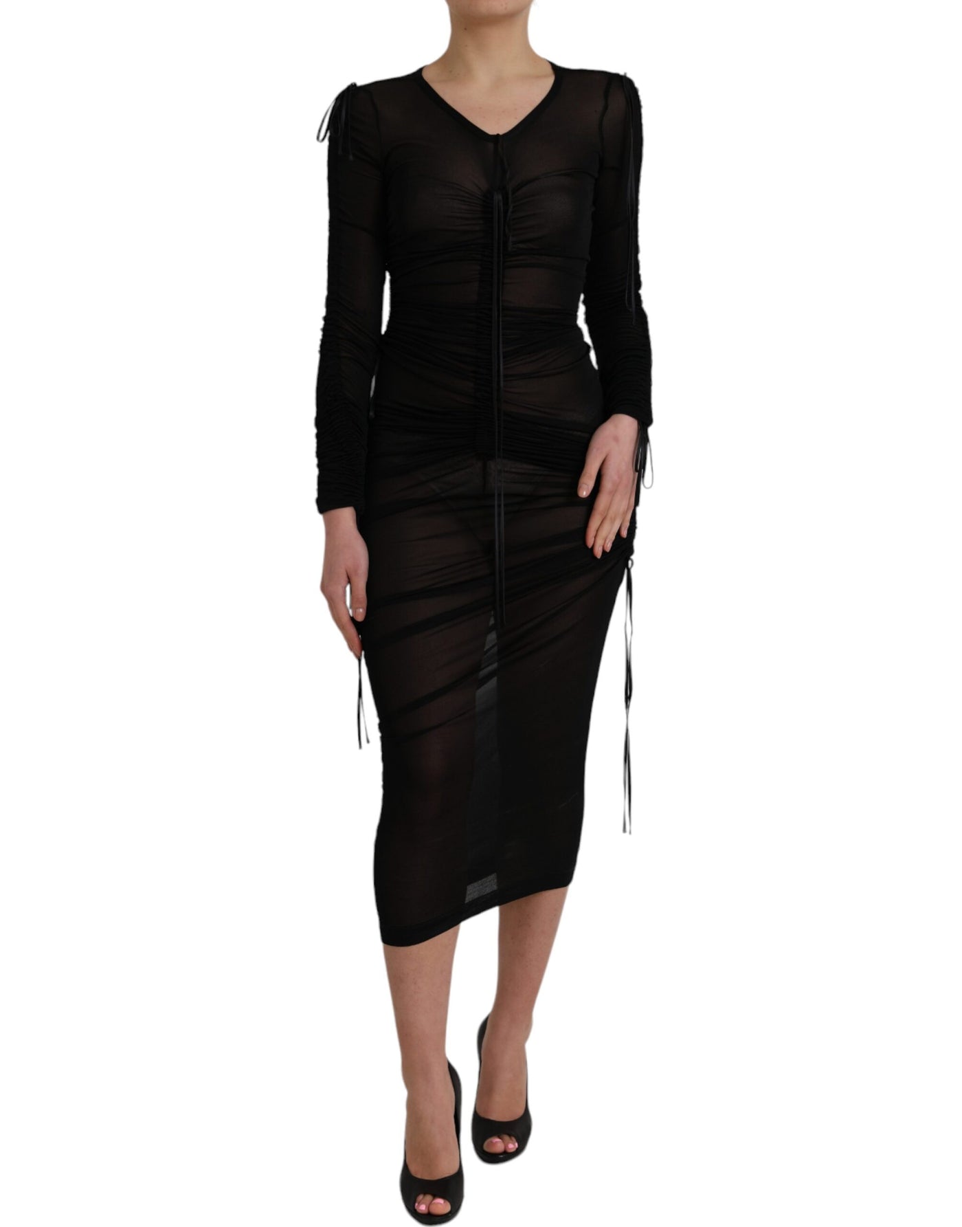 Robe fourreau mi-longue noire transparente Dolce &amp; Gabbana