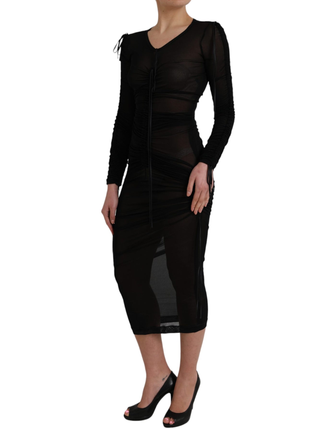 Robe fourreau mi-longue noire transparente Dolce &amp; Gabbana