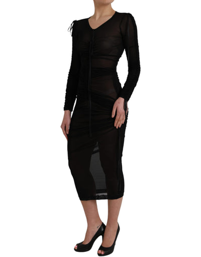 Robe fourreau mi-longue noire transparente Dolce &amp; Gabbana