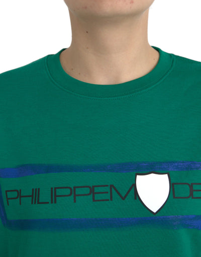 Philippe Model Groene Katoenen Logo Print Lange Mouwen Trui