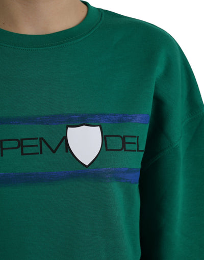Philippe Model Groene Katoenen Logo Print Lange Mouwen Trui