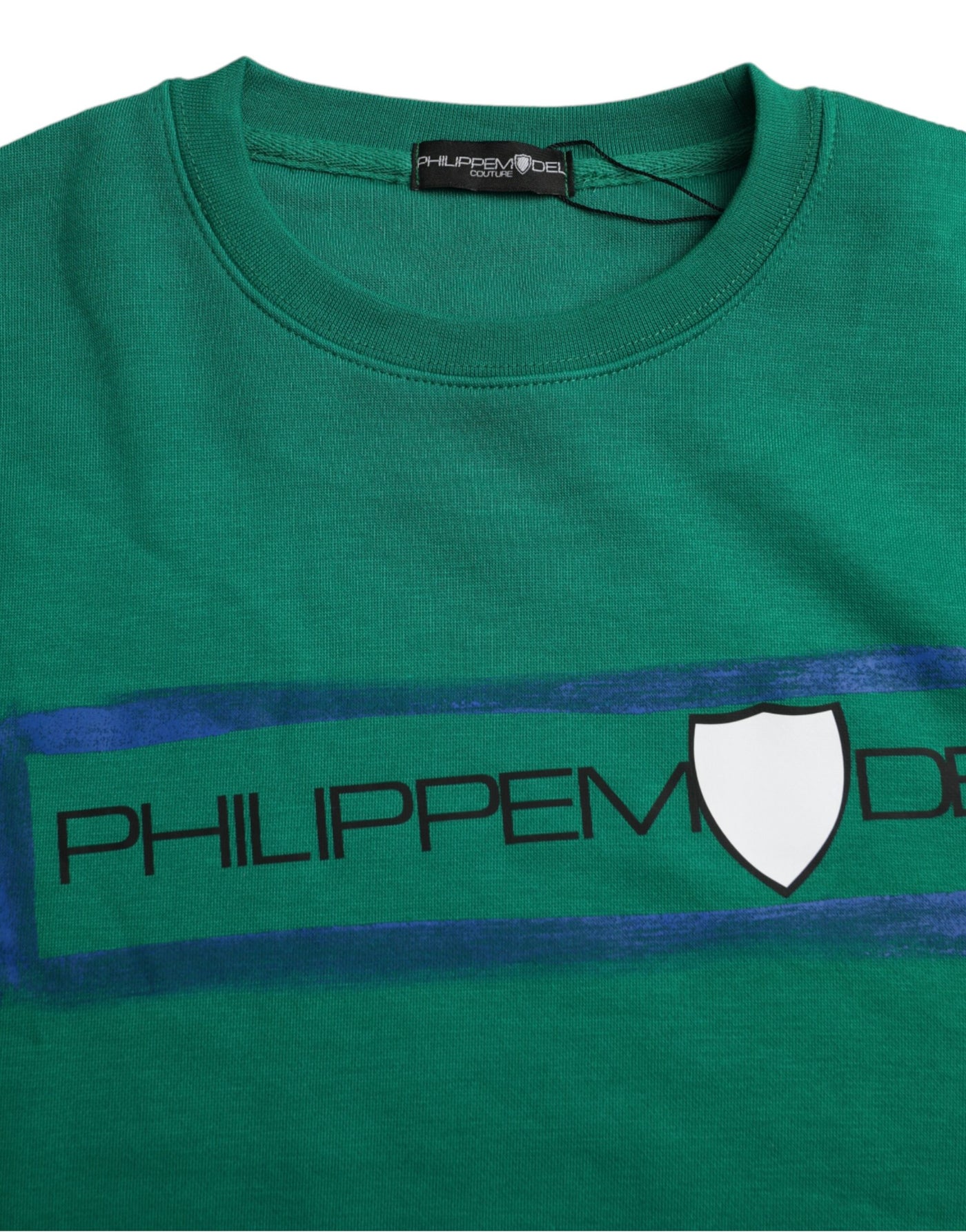 Philippe Model Groene Katoenen Logo Print Lange Mouwen Trui
