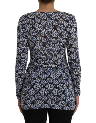 Chemisier à manches longues en dentelle florale bleue Just Cavalli