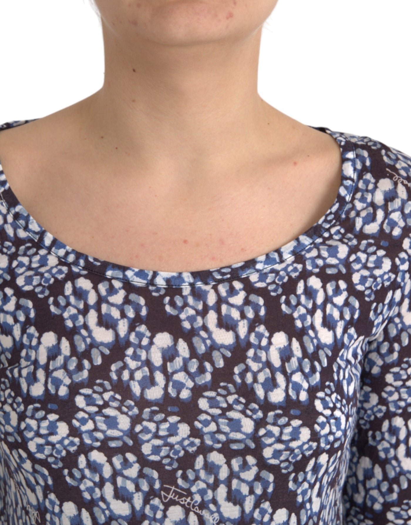 Chemisier à manches longues en dentelle florale bleue Just Cavalli