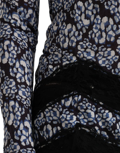 Chemisier à manches longues en dentelle florale bleue Just Cavalli