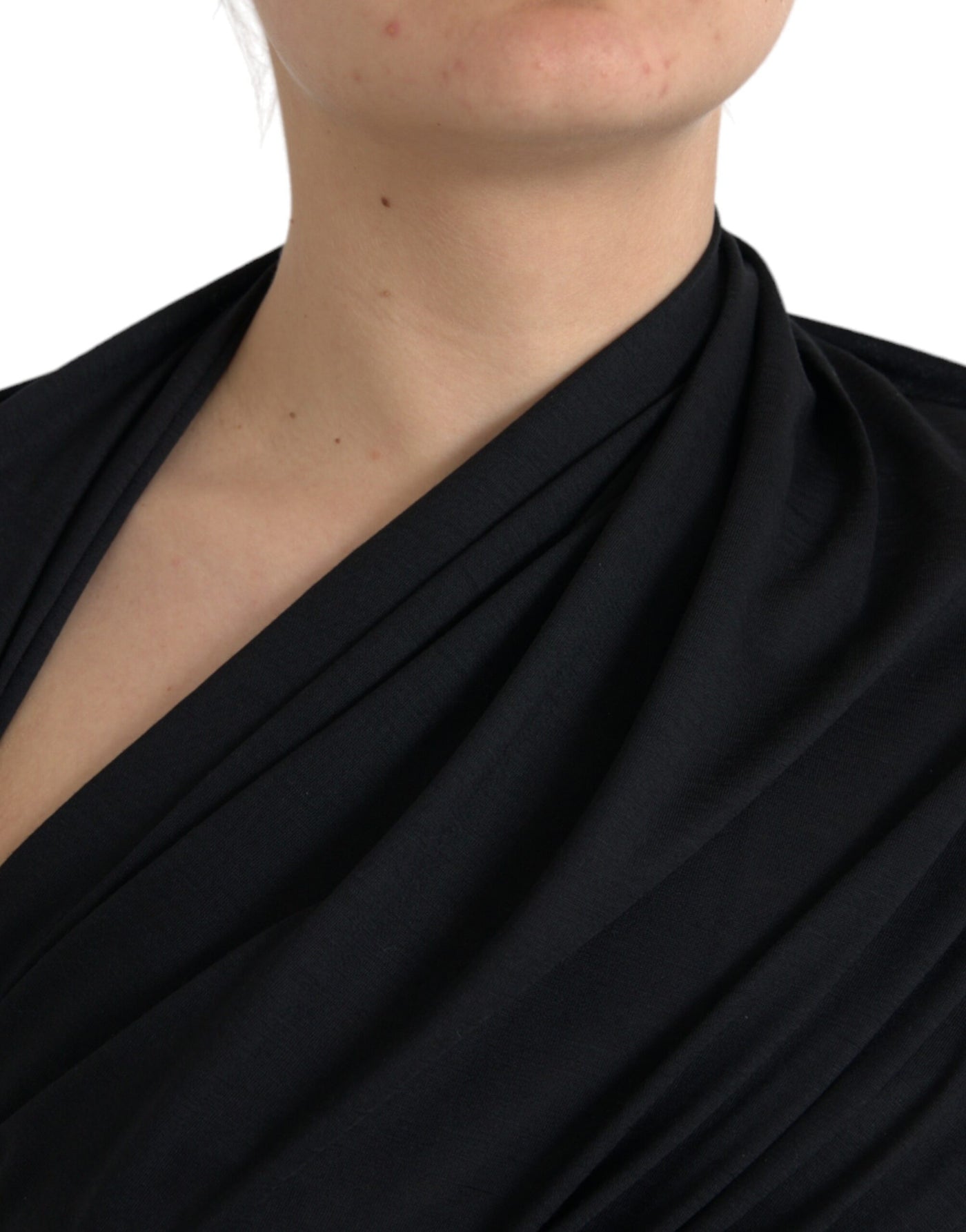 Dolce &amp; Gabbana Zwarte Wollen Asymmetrische Top met Lange Mouwen en Uitsnijdingen