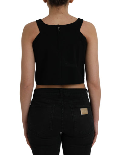 Débardeur court noir sans manches à col rond Dolce &amp; Gabbana