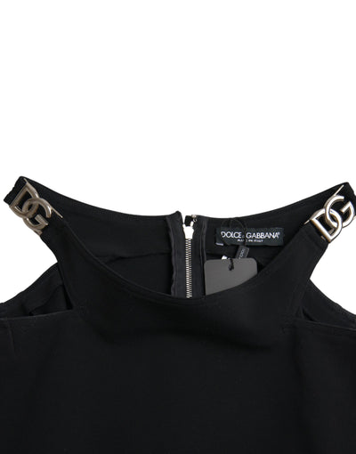 Débardeur court noir sans manches à col rond Dolce &amp; Gabbana