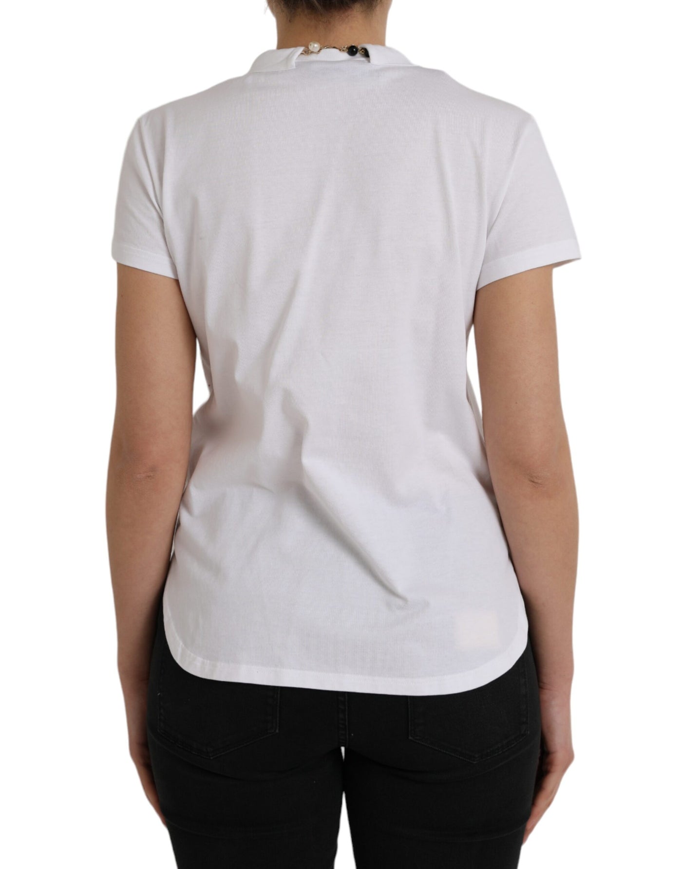 Dolce &amp; Gabbana Wit Katoenen T-shirt met Korte Mouwen en Ketting