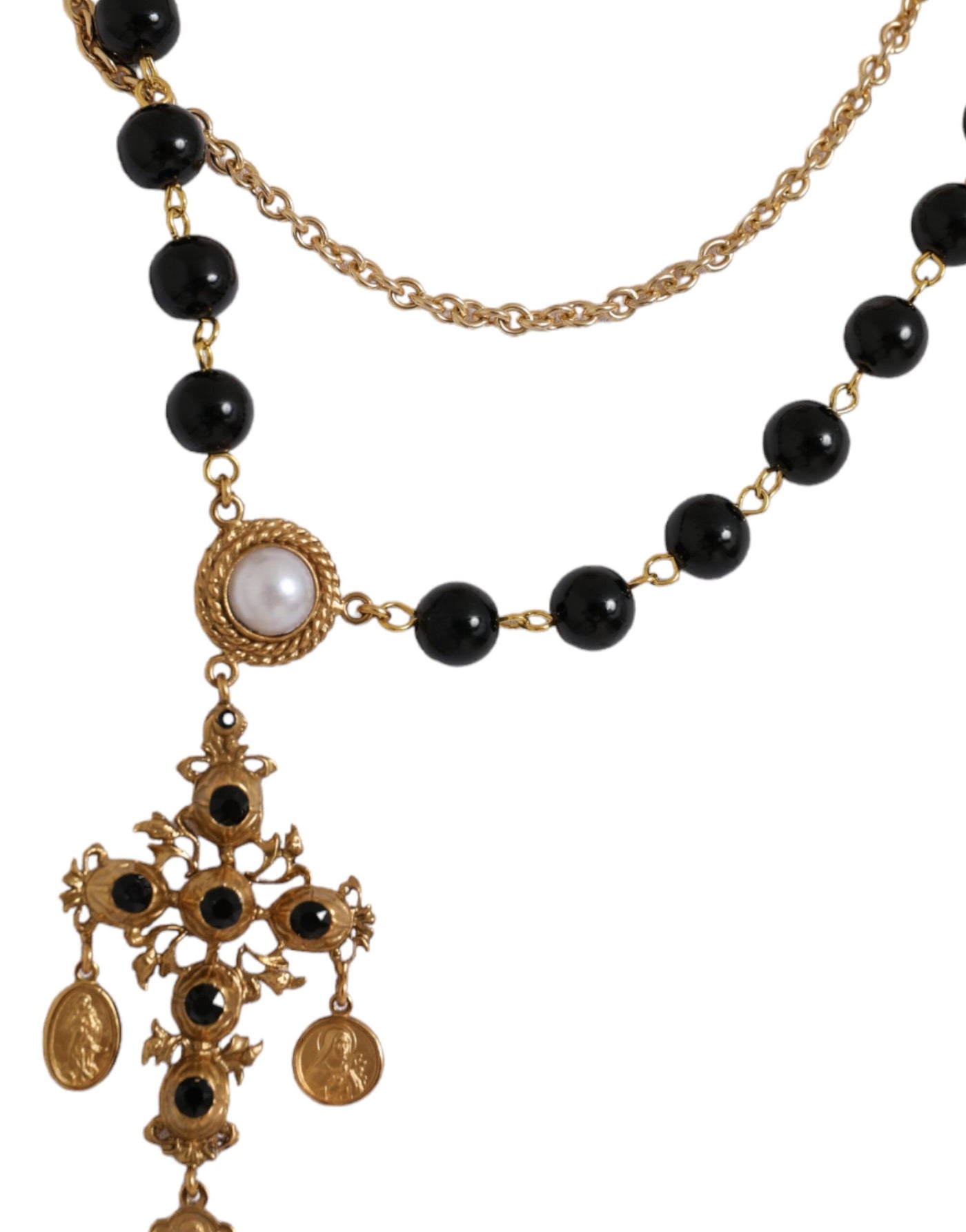 Dolce &amp; Gabbana Wit Katoenen T-shirt met Korte Mouwen en Ketting