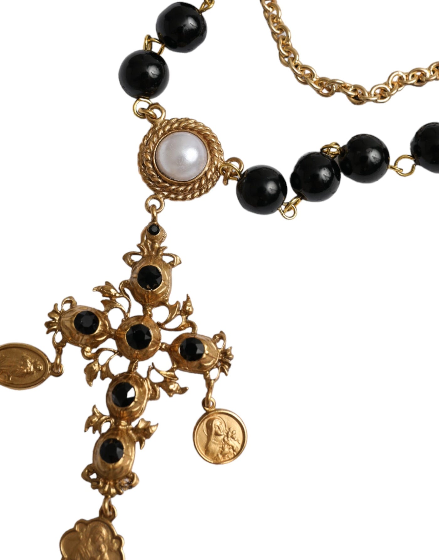 Dolce &amp; Gabbana Wit Katoenen T-shirt met Korte Mouwen en Ketting