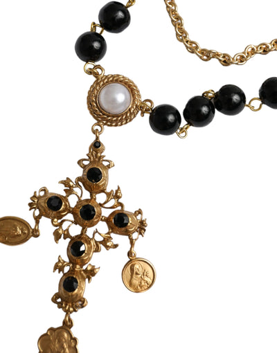 Dolce &amp; Gabbana Wit Katoenen T-shirt met Korte Mouwen en Ketting