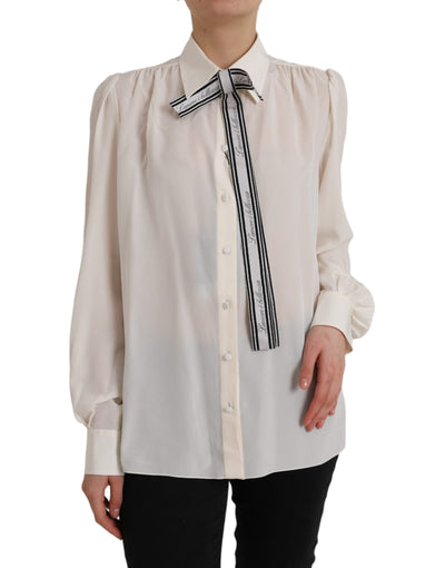 Dolce &amp; Gabbana Off White Blouse met Lange Mouwen en Knoopjes