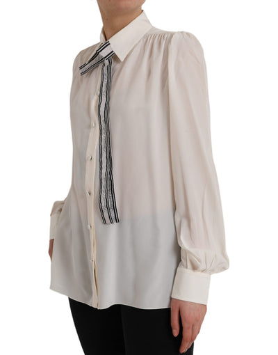 Dolce &amp; Gabbana Off White Blouse met Lange Mouwen en Knoopjes