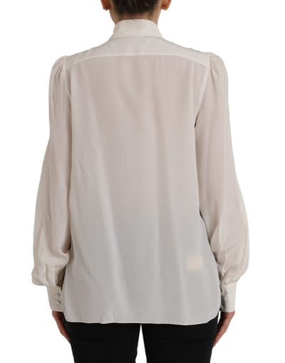 Dolce &amp; Gabbana Off White Blouse met Lange Mouwen en Knoopjes