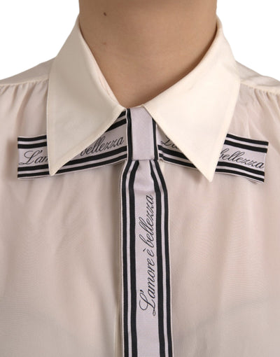 Dolce &amp; Gabbana Off White Blouse met Lange Mouwen en Knoopjes
