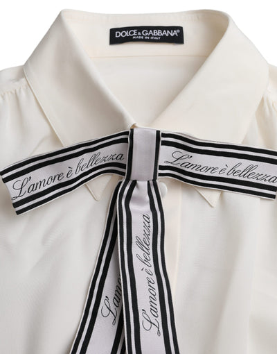 Dolce &amp; Gabbana Off White Blouse met Lange Mouwen en Knoopjes